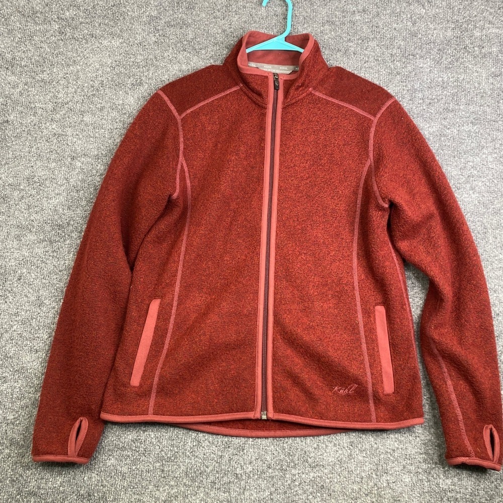 Kuhl Alfpaca Fleece Full Zip Jacket Womens Medium Burnt Orange Rust Thumbholes
